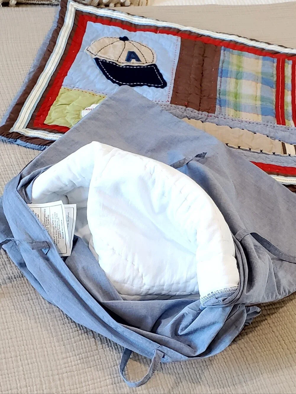 Pottery Barn Kids Varsity Baseball Patchwork Quilted Sham Set Of 4, EUC